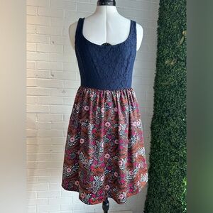 Anthropologie dress women’s Weston dress lace look sz 8 blue floral